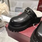 GUCCI Fall/Winter New Women’s Shearling Mules with Horsebit Buckle - Image 9