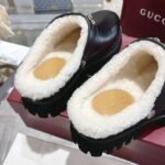 GUCCI Fall/Winter New Women’s Shearling Mules with Horsebit Buckle - Image 8