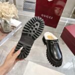 GUCCI Fall/Winter New Women’s Shearling Mules with Horsebit Buckle - Image 6