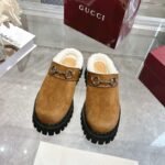 GUCCI Fall/Winter New Women’s Shearling Mules with Horsebit Buckle - Image 2