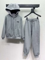 miumiu reversible hooded jacket + trousers casual suit high quality clothing