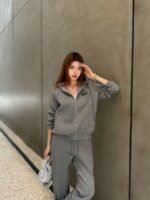 miumiu reversible hooded jacket + trousers casual suit high quality clothing - Image 2