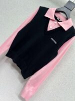 miumiu high-end lapel knitted wool sweater high-quality base shirt - Image 8