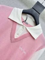 miumiu high-end lapel knitted wool sweater high-quality base shirt - Image 7