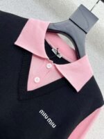 miumiu high-end lapel knitted wool sweater high-quality base shirt - Image 4