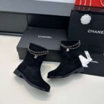 Chanel autumn and winter new double C chain pendant short boots upper cowhide material - Image 11