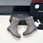 Chanel autumn and winter new double C chain pendant short boots upper cowhide material - Image 10