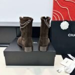 Chanel autumn and winter new double C chain pendant short boots upper cowhide material - Image 6