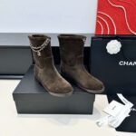 Chanel autumn and winter new double C chain pendant short boots upper cowhide material - Image 5