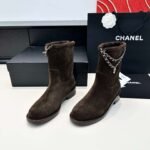 Chanel autumn and winter new double C chain pendant short boots upper cowhide material - Image 3