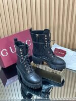 GUCCI New Double G Embossed Lace-up Hiking Martin Boots Premium Edition - Image 13
