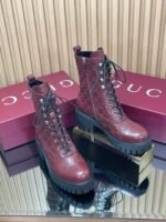 GUCCI New Double G Embossed Lace-up Hiking Martin Boots Premium Edition - Image 11