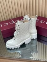 GUCCI New Double G Embossed Lace-up Hiking Martin Boots Premium Edition - Image 6
