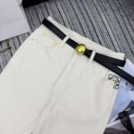 Loewe’s new cropped denim trousers featuring embroidered logo detailing and a fleece lining for warmth. - Image 6