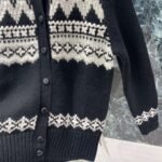 Ralph Lauren New Fall/Winter Fair Isle Jacquard Cardigan with Black and White Color Blocking and Jacquard Trim - Image 7