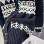 Ralph Lauren New Fall/Winter Fair Isle Jacquard Cardigan with Black and White Color Blocking and Jacquard Trim - Image 5