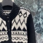 Ralph Lauren New Fall/Winter Fair Isle Jacquard Cardigan with Black and White Color Blocking and Jacquard Trim - Image 8