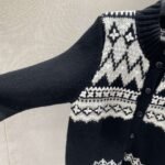 Ralph Lauren New Fall/Winter Fair Isle Jacquard Cardigan with Black and White Color Blocking and Jacquard Trim - Image 4