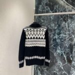 Ralph Lauren New Fall/Winter Fair Isle Jacquard Cardigan with Black and White Color Blocking and Jacquard Trim - Image 3