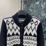 Ralph Lauren New Fall/Winter Fair Isle Jacquard Cardigan with Black and White Color Blocking and Jacquard Trim - Image 2