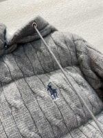 Ralph Lauren Fall/Winter New Arrival: Vintage Style Wool Cable Knit Down Jacket with Hood - Image 6