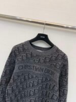 DIOR Autumn/Winter New Collection: Monogram round-neck knitted long-sleeved top with gold thread monogram logo design. - Image 5