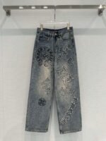 Chrome Hearts New Heavy Appliqué Embroidered Jeans