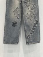 Chrome Hearts New Heavy Appliqué Embroidered Jeans - Image 5