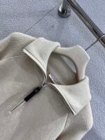 Brunello Cucinelli Early Spring New Arrival: Half-zip Collar Tencel Wool Knit Sweater - Image 7