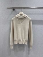 Brunello Cucinelli Early Spring New Arrival: Half-zip Collar Tencel Wool Knit Sweater - Image 10