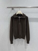 Brunello Cucinelli Early Spring New Arrival: Half-zip Collar Tencel Wool Knit Sweater - Image 5