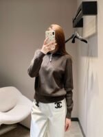 Brunello Cucinelli Early Spring New Arrival: Half-zip Collar Tencel Wool Knit Sweater - Image 2