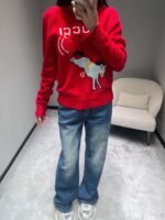 GUCCI 2026 Early Spring New Collection Jacquard Pony Sweater, GG Logo Premium Apparel - Image 10
