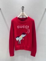 GUCCI 2026 Early Spring New Collection Jacquard Pony Sweater, GG Logo Premium Apparel