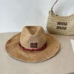 miumiu official raffia hat 2025 new style visor