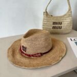 miumiu official raffia hat 2025 new style visor - Image 8