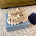 PRADA Monolith raffia straw sandals