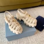 PRADA Monolith raffia straw sandals - Image 9