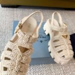 PRADA Monolith raffia straw sandals - Image 5