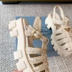 PRADA Monolith raffia straw sandals - Image 3