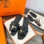 Hermès Kelly gold buckle slippers 1:1 version