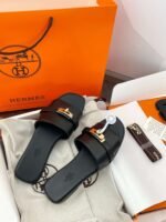 Hermès Kelly gold buckle slippers 1:1 version - Image 6