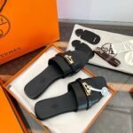 Hermès Kelly gold buckle slippers 1:1 version - Image 3