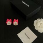 Chanel bow double C stud earrings - Image 5