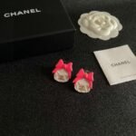 Chanel bow double C stud earrings - Image 4