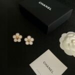 Chanel Camellia double C stud earrings