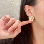 Chanel Camellia double C stud earrings - Image 6