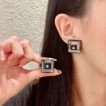 Chanel round double C stud earrings