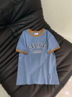 Celine 2026 Early Spring New Color Block Embroidered Letter Short-Sleeve T-Shirt