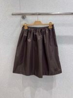 miumiu New Autumn/Winter Brown Satin Elastic Waist Midi Skirt